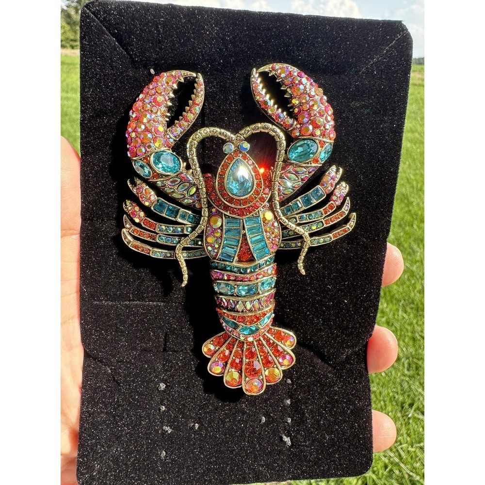 NWT‎ Authentic HEIDI DAUS "Lobster Tales" Crystal Lobster Pin ~ so Beautiful